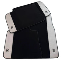 Black Floor Mats for Rolls Royce Phantom Sedan (2003-2016) with Gray Leather Borders