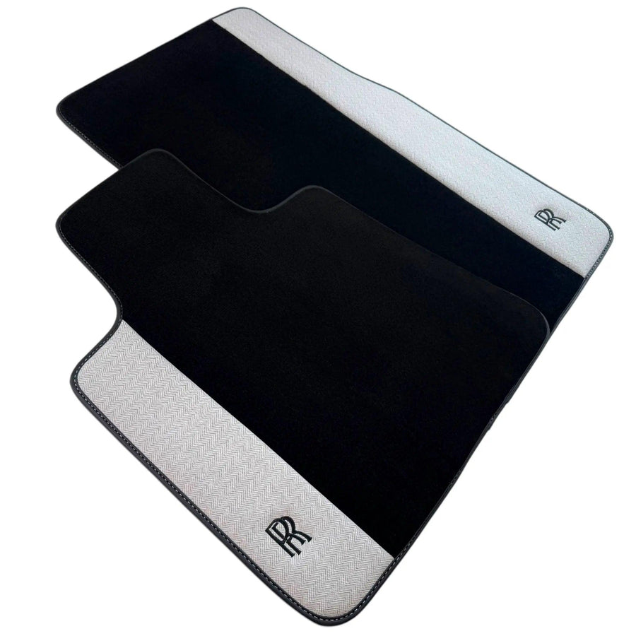 Black Floor Mats for Rolls Royce Phantom Sedan (2003-2016) with Gray Leather Borders
