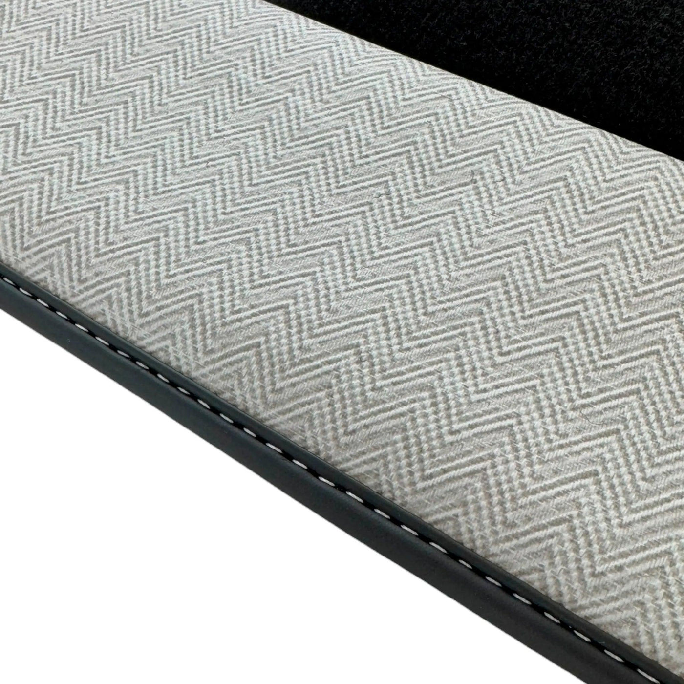 Black Floor Mats for Rolls Royce Shadow (1965-1977) with Gray Leather Borders