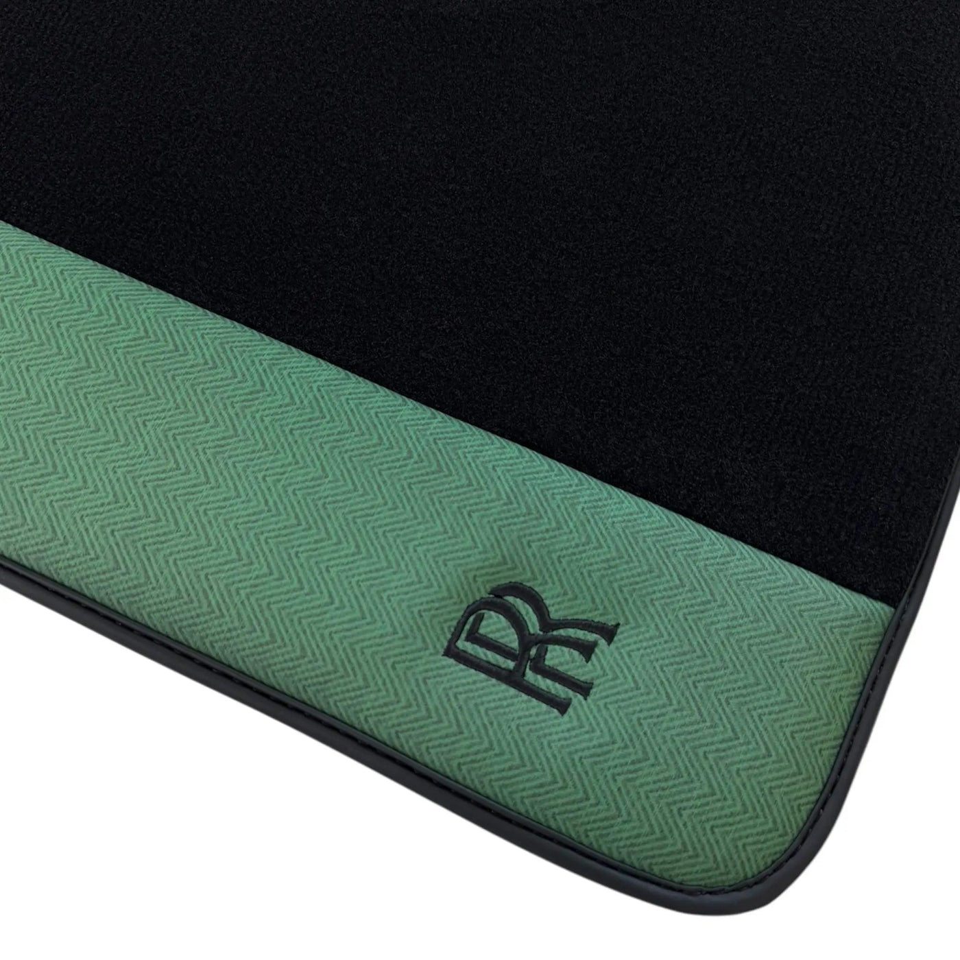 Black Floor Mats for Rolls Royce Shadow (1965-1977) with Green Leather