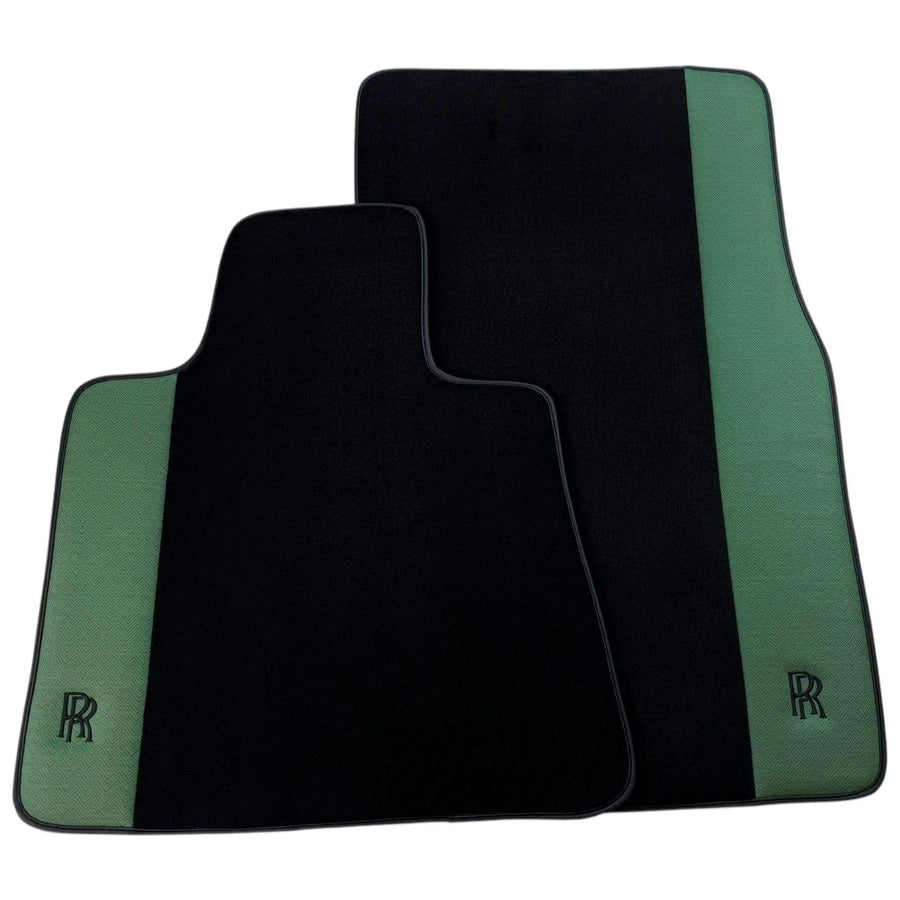 Black Floor Mats for Rolls Royce Shadow (1965-1977) with Green Leather