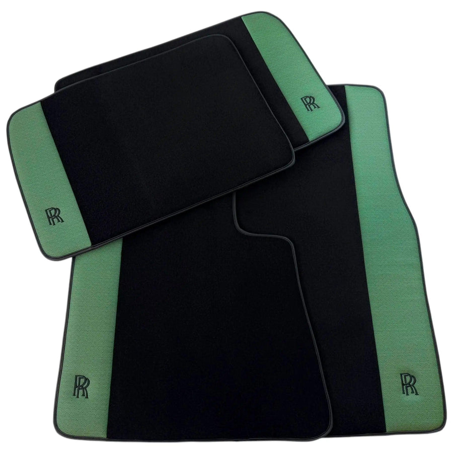 Black Floor Mats for Rolls Royce Shadow (1965-1977) with Green Leather
