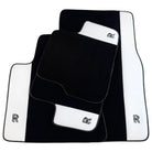 Black Floor Mats for Rolls Royce Spectre (2023-2024) with White Leather | RR Logo