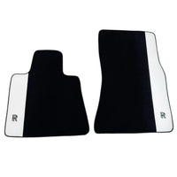 Black Floor Mats for Rolls Royce Spectre (2023-2024) with White Leather | RR Logo