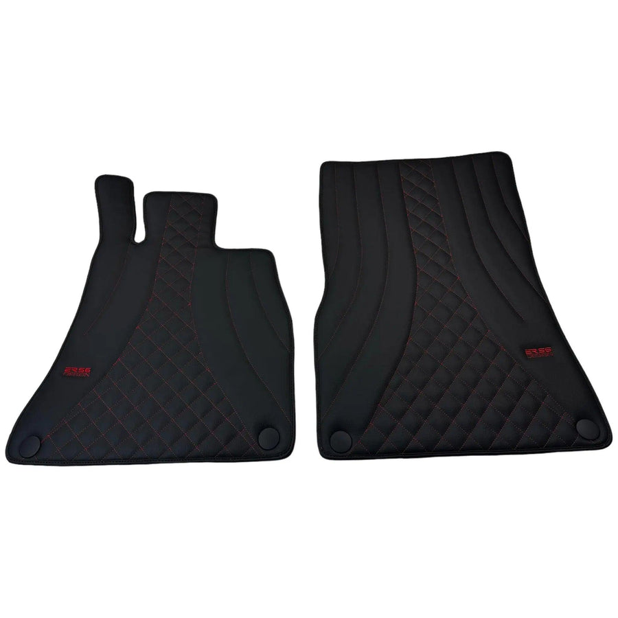 Black Leather Floor Mats For Mercedes Benz B-Class W247 (2019-2023) | ER56 Design - AutoWin
