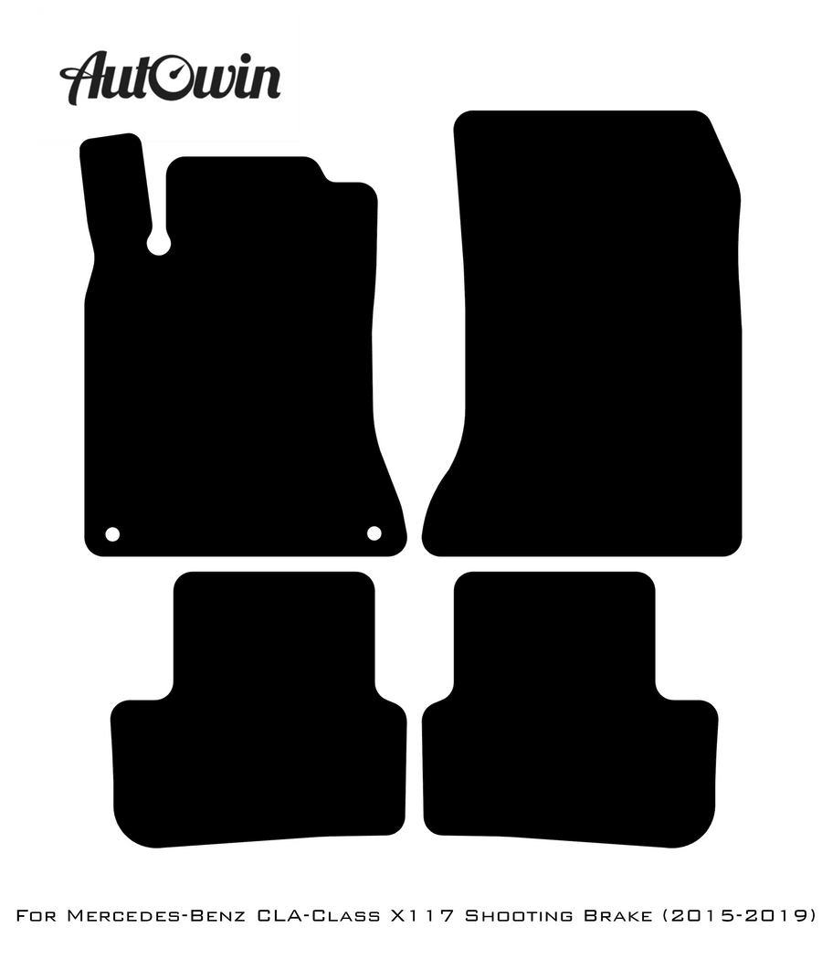 Black Leather Floor Mats For Mercedes Benz CLA-Class X117 Shooting Brake (2015-2019) | ER56 Design - AutoWin