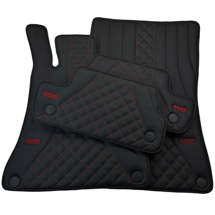 Black Leather Floor Mats For Mercedes Benz CLA-Class X118 Shooting Brake (2019-2023) | ER56 Design - AutoWin