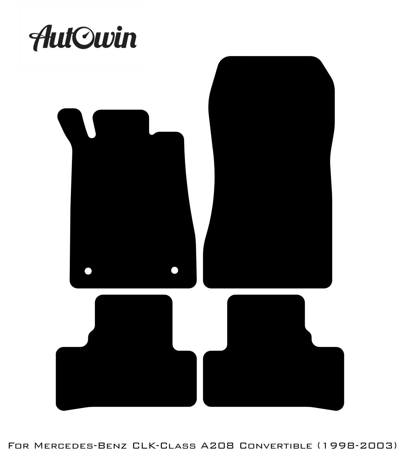 Black Leather Floor Mats For Mercedes Benz CLK-Class A208 Convertible (1998-2003) | ER56 Design - AutoWin