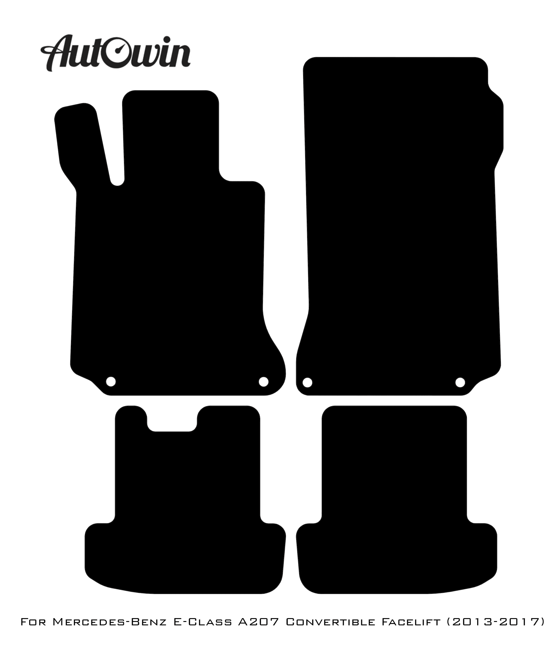 Black Leather Floor Mats For Mercedes Benz E-Class A207 Convertible Facelift (2013-2017) | ER56 Design - AutoWin