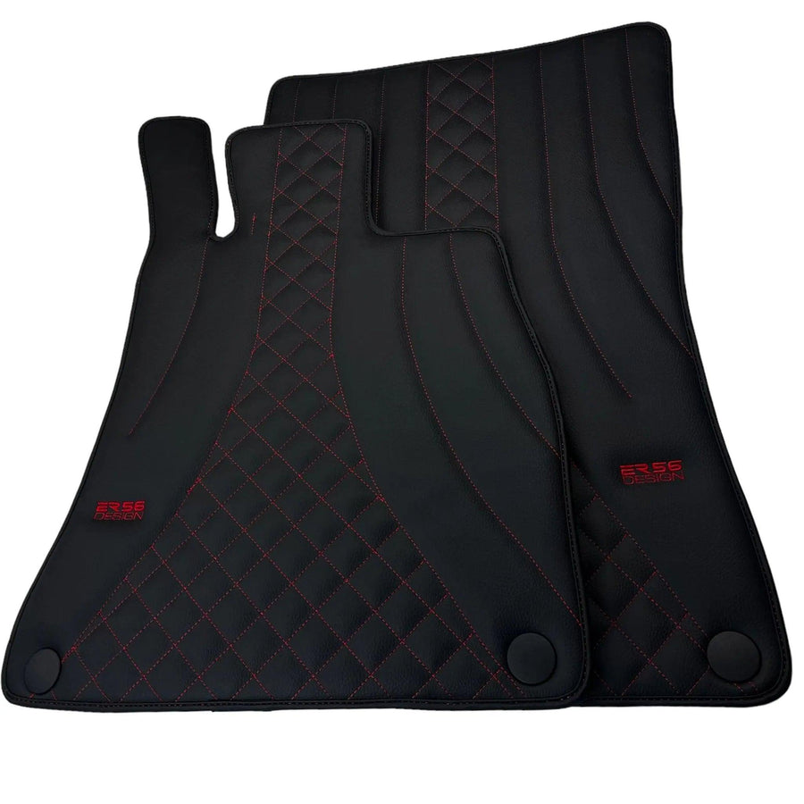 Black Leather Floor Mats For Mercedes Benz E-Class W213 Sedan (2020-2023) Hybrid | ER56 Design - AutoWin