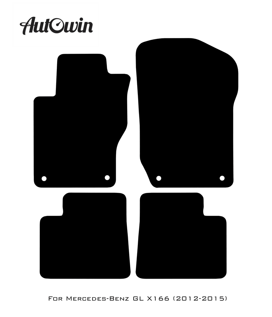 Black Leather Floor Mats For Mercedes Benz GL-Class X166 (2012-2015) | ER56 Design - AutoWin