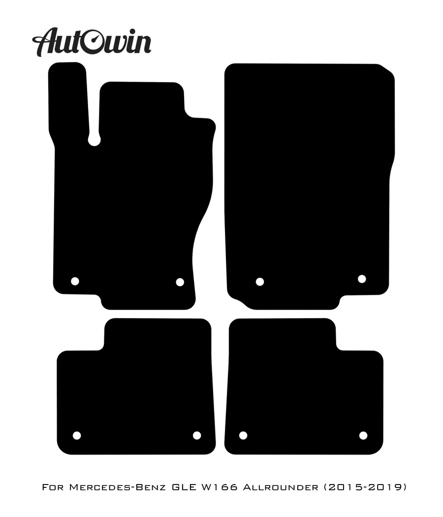 Black Leather Floor Mats For Mercedes Benz GLE-Class W166 Allrounder (2015-2019) | ER56 Design - AutoWin