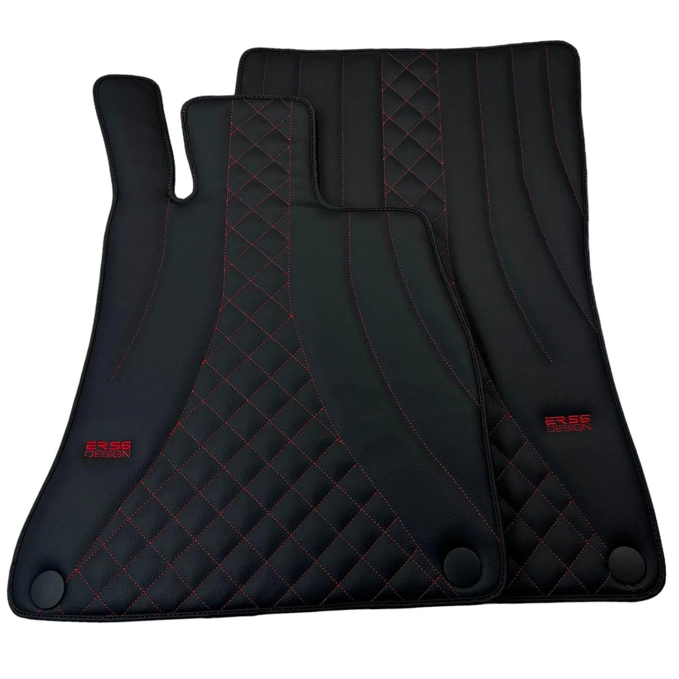 Black Leather Floor Mats For Mercedes Benz S-Class C126 Coupe (1981-1991) | ER56 Design - AutoWin