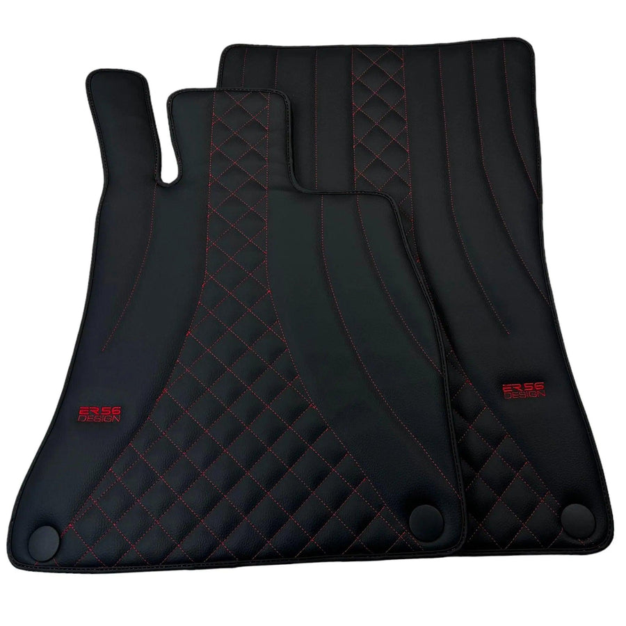 Black Leather Floor Mats For Mercedes Benz S-Class V223 (2021-2023) Hybrid | ER56 Design - AutoWin