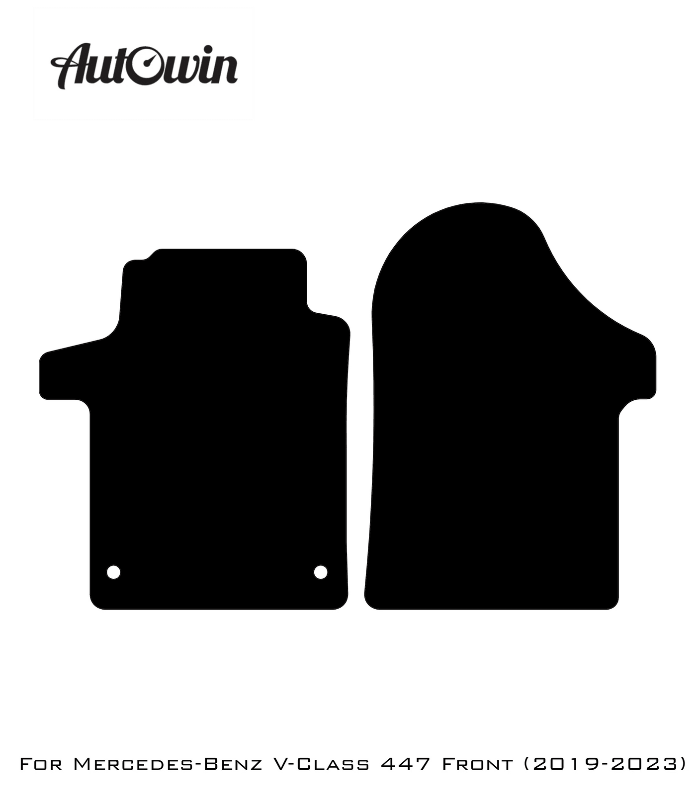 Black Leather Floor Mats For Mercedes Benz V-Class 447 Front (2019-2023) | ER56 Design - AutoWin