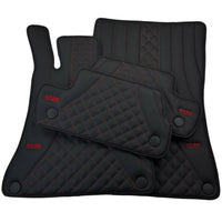 Black Leather Floor Mats For Mercedes Benz X-Class W470 (2017-2023) | ER56 Design - AutoWin