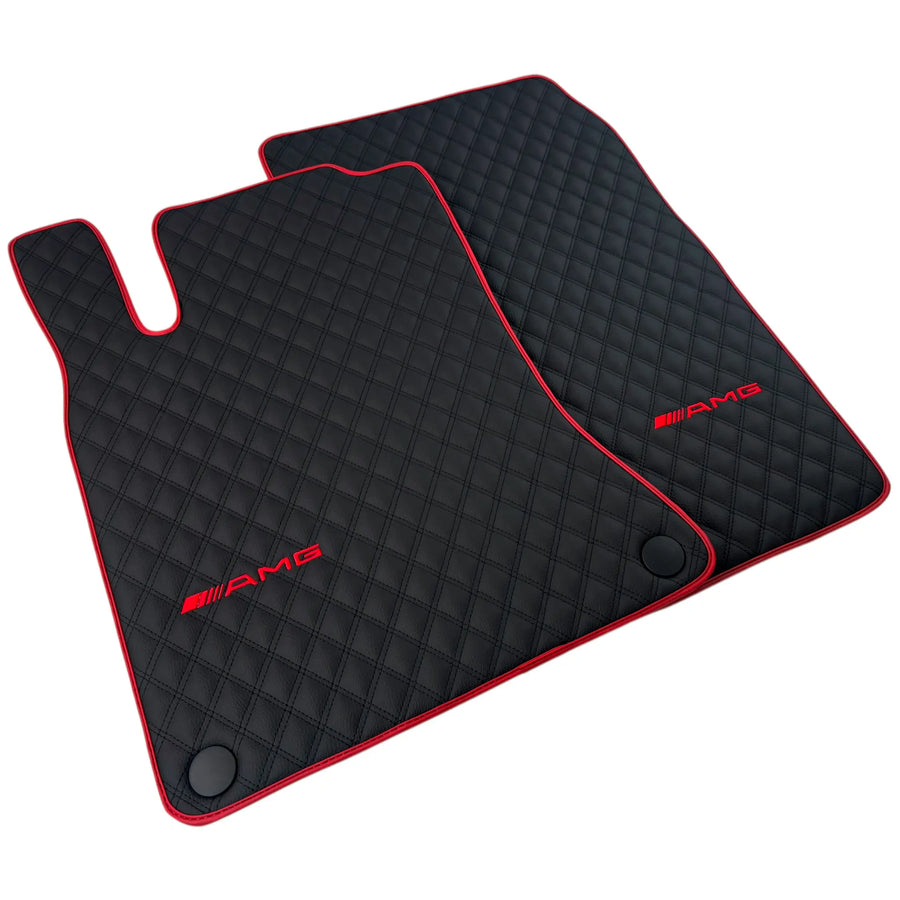 Premium Black Leather Floor Mats for Mercedes CLA C117 (2013-2019)
