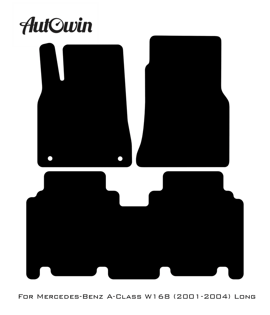 Black Sheepskin Floor Mats For Mercedes Benz A-Class W168 (2001-2004) | ER56 Design - AutoWin
