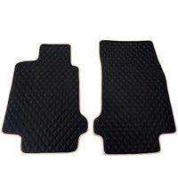 Black Stitched Leather Floor Mats for Maserati GranCabrio MC (2013-2019) | Beige Trim - AutoWin