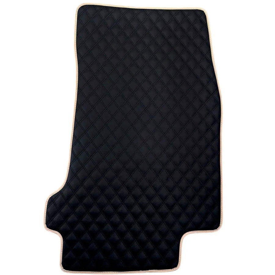 Black Stitched Leather Floor Mats for Maserati GranTurismo Sportline (2009-2019) | Beige Trim - AutoWin
