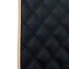 Black Stitched Leather Floor Mats with Logo for Maserati GranCabrio MC (2013-2019) | Beige Trim - AutoWin