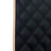 Black Stitched Leather Floor Mats with Logo for Maserati GranCabrio MC (2013-2019) | Beige Trim - AutoWin