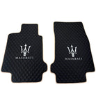 Black Stitched Leather Floor Mats with Logo for Maserati GranTurismo MC Stradale (2011-2015) | Beige Trim - AutoWin