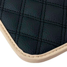 Black Stitched Leather Floor Mats with Logo for Maserati GranTurismo MC (2009-2010) | Beige Trim - AutoWin