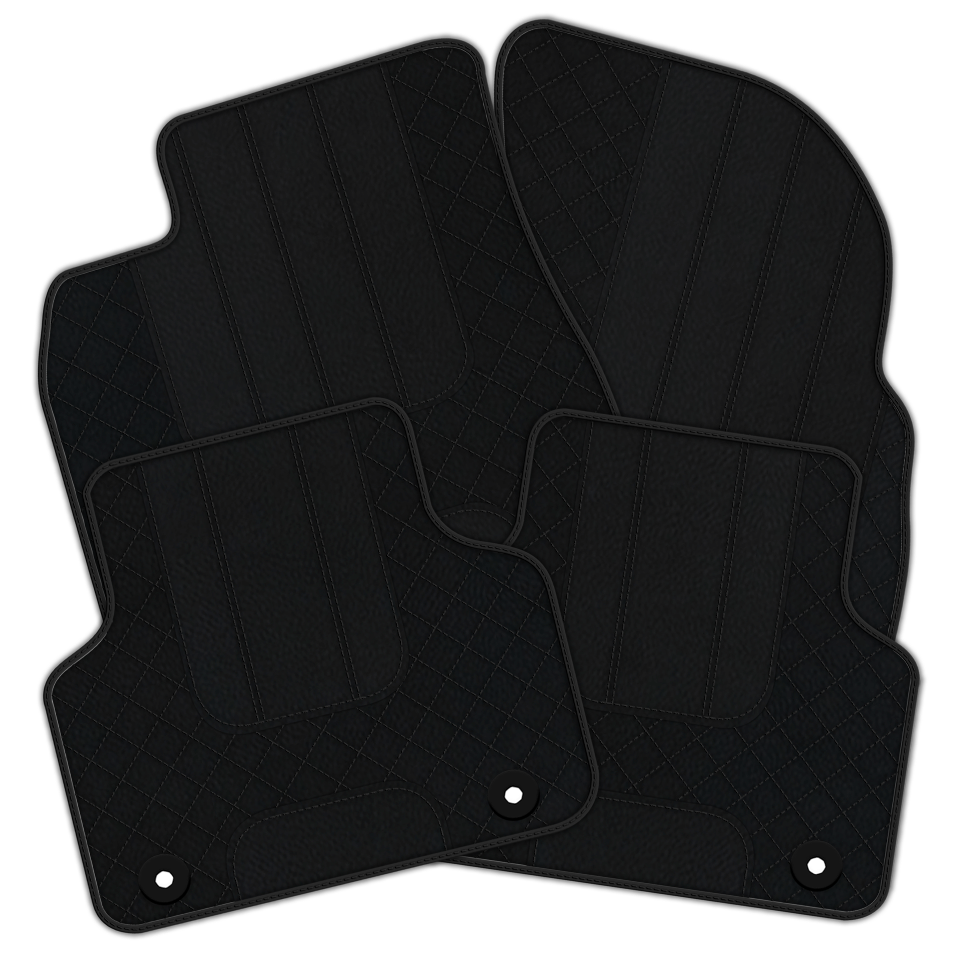 Premium Black Leather Floor Mats for Rolls Royce Shadow (1965-1977)