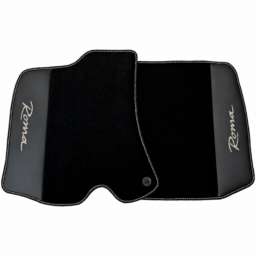 Black Floor Mats for Ferrari Roma (2021-2027) with Leather - Red logo