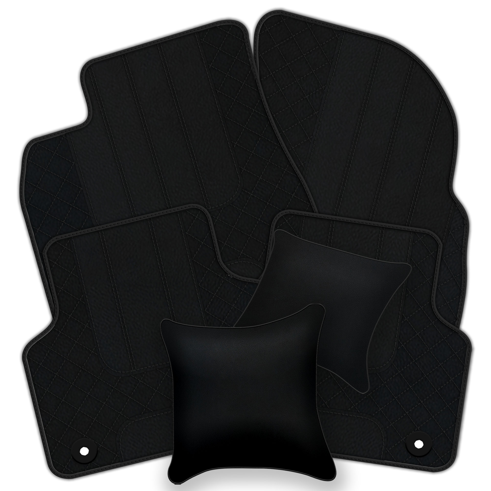 Premium Black Leather Floor Mats for Rolls Royce Shadow (1965-1977)
