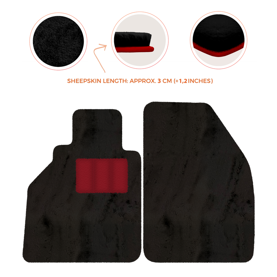 Sheepskin Floor Mats for Porsche 986 Boxster (1996-2004) - Sheepskin Length, Various Color Options