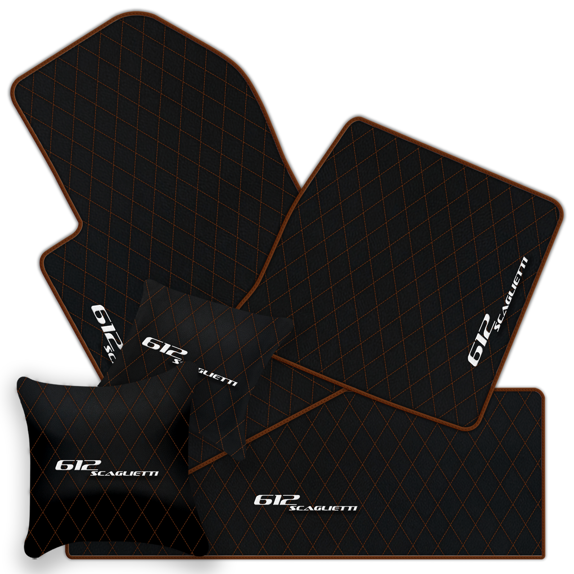Luxury Black Leather Floor Mats for Ferrari 612 Scaglietti (2005-2011)