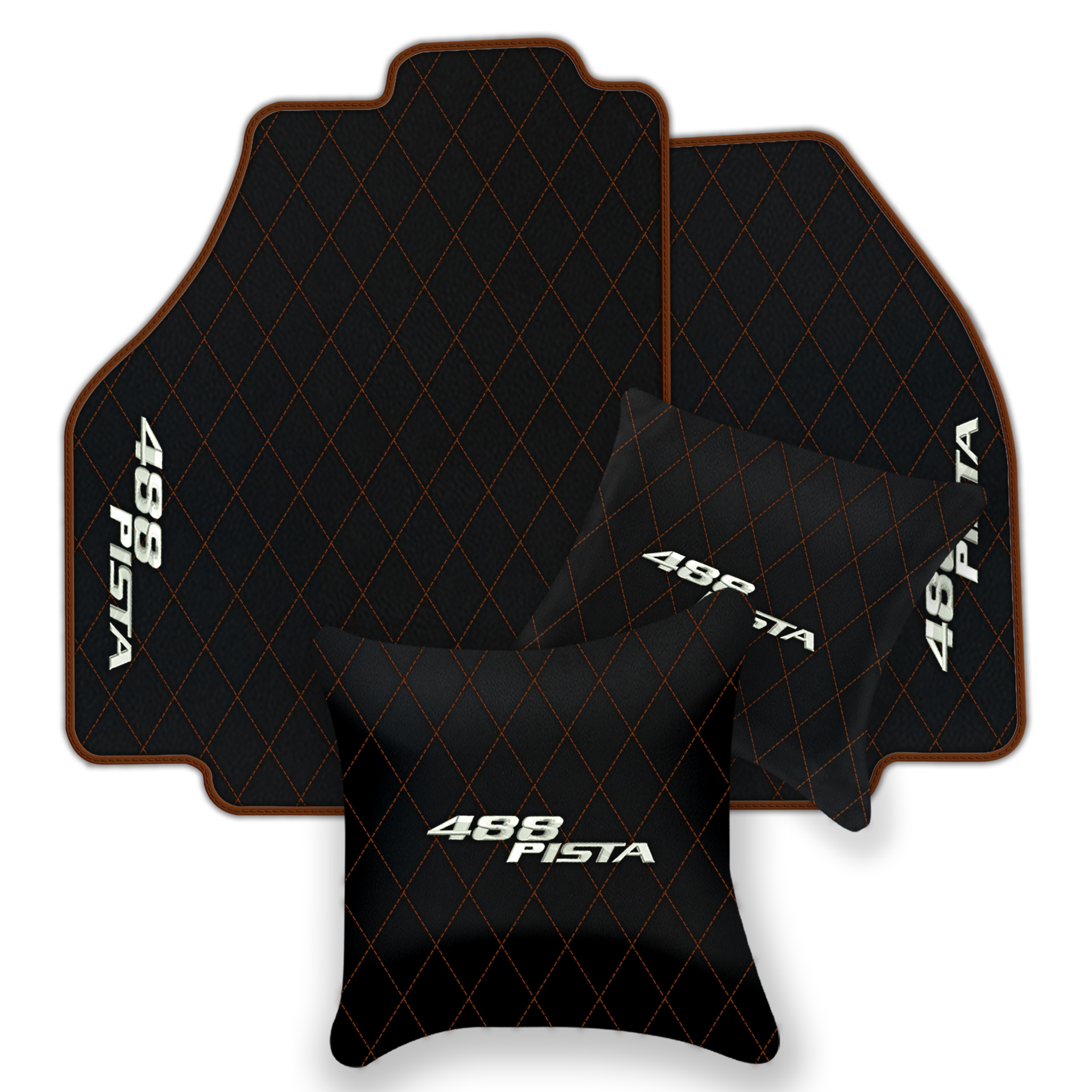 Luxury Black Leather Floor Mats for Ferrari 488 GTB (2016-2022)