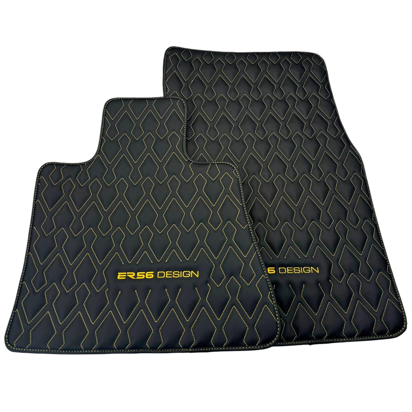 Black Leather Floor Mats for Rolls-Royce Dawn (2016-2023) ER56 Design - AutoWin