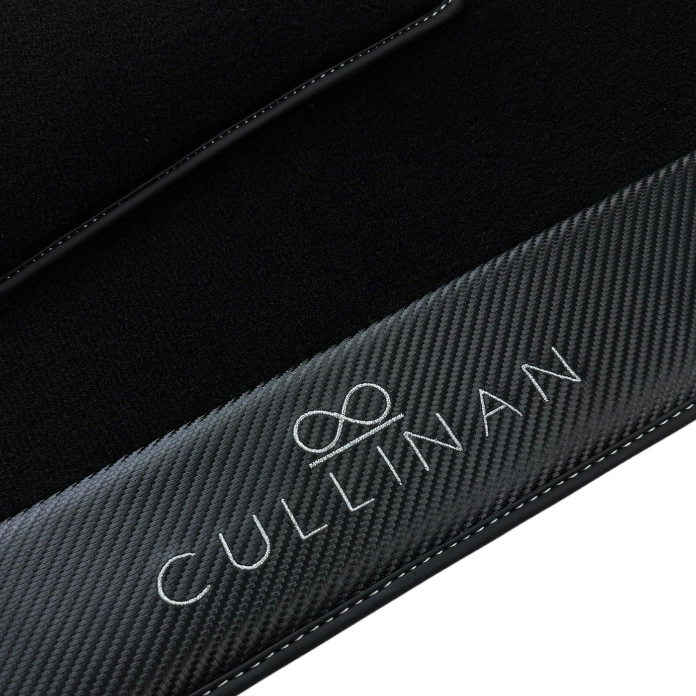Black Floor Mats for Rolls Royce Cullinan with Carbon Fiber Leather - AutoWin