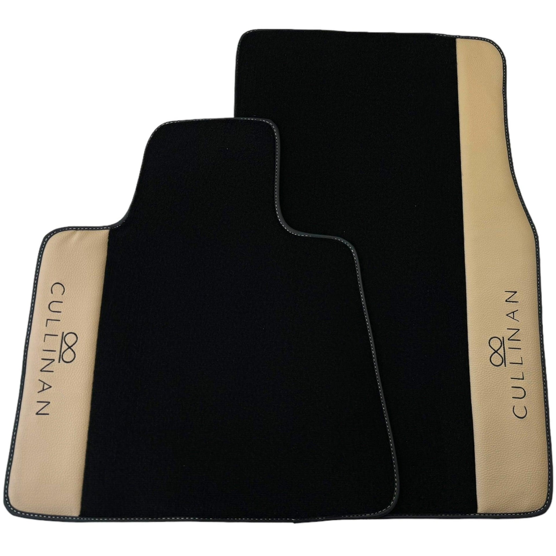 Black Floor Mats for Rolls Royce Cullinan with Beige Leather - AutoWin