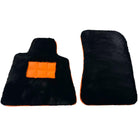 Black Sheepskin Floor Mats for Rolls-Royce Cullinan | Orange Trim - AutoWin