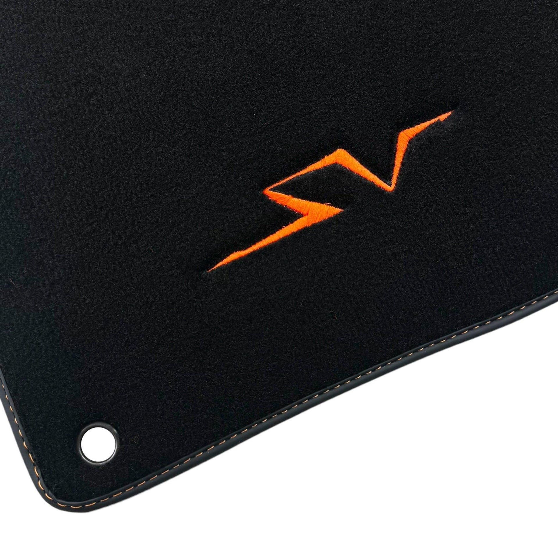 Black Floor Mats for Lamborghini Aventador SV | Orange Edition - AutoWin
