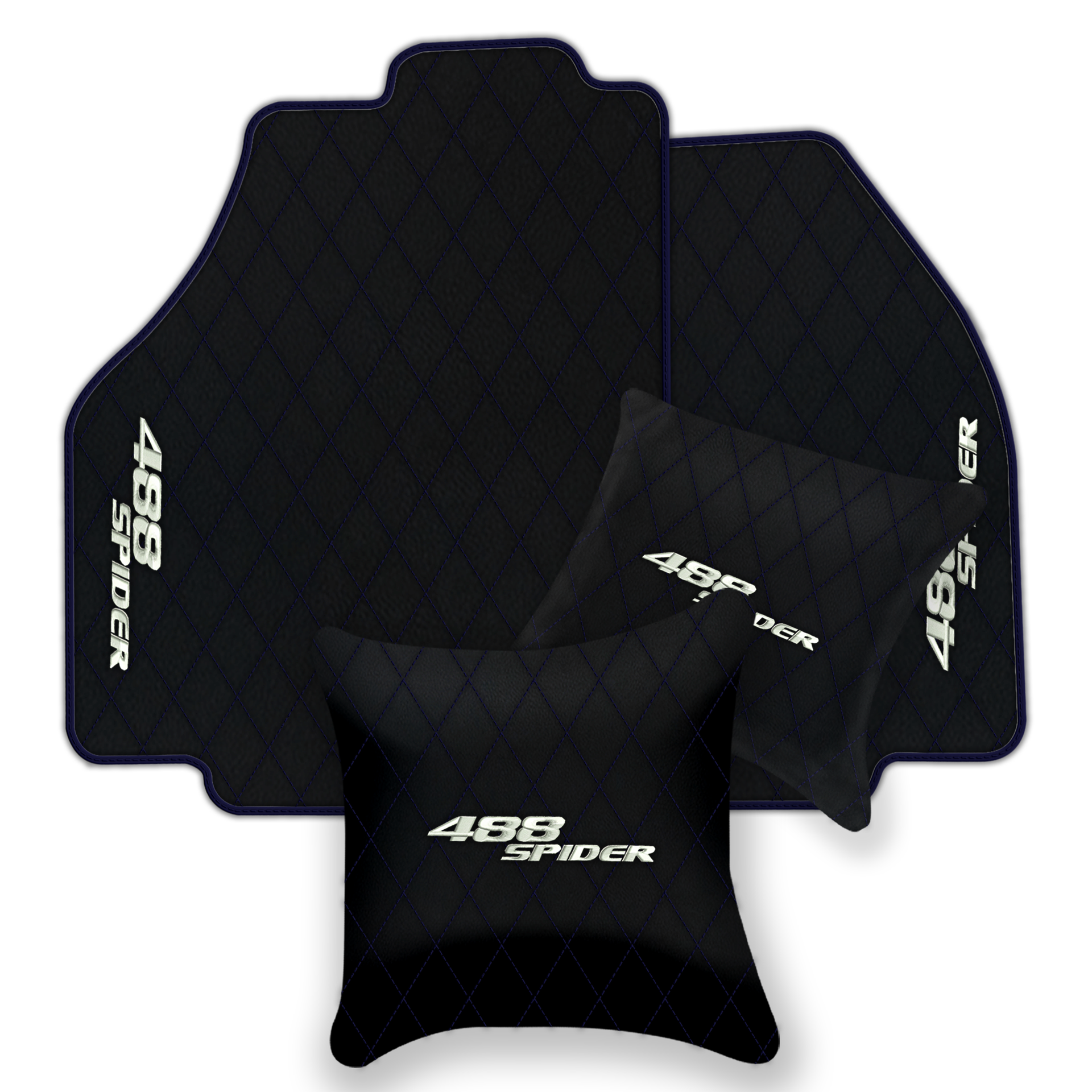 Premium Black Leather Floor Mats for Ferrari 488 Pista Spider