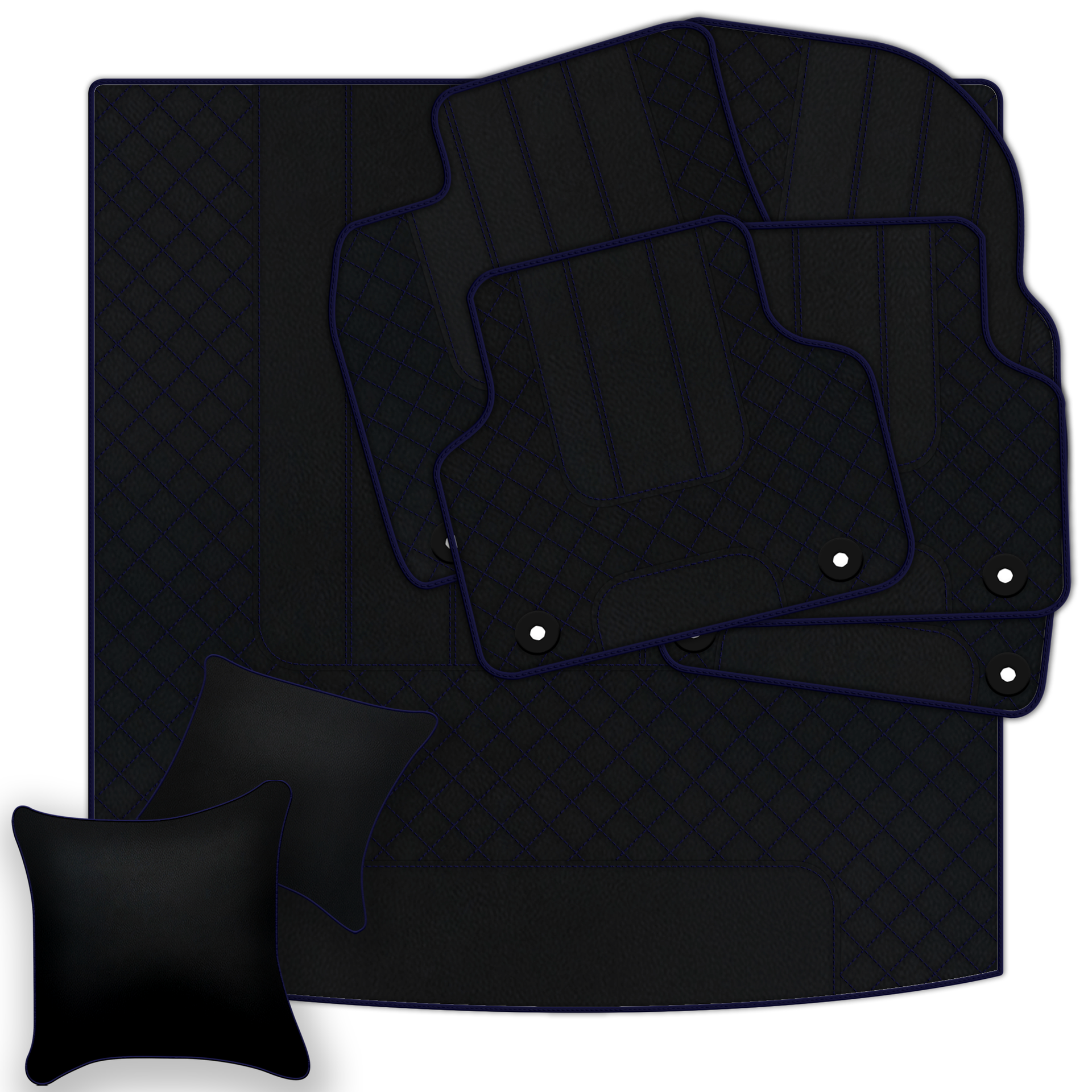 Premium Black Leather Floor Mats for Rolls Royce Shadow (1965-1977)