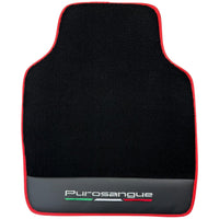 Black Floor Mats for Ferrari Purosangue with Leather and Red Trim | Italian Edition - AutoWin