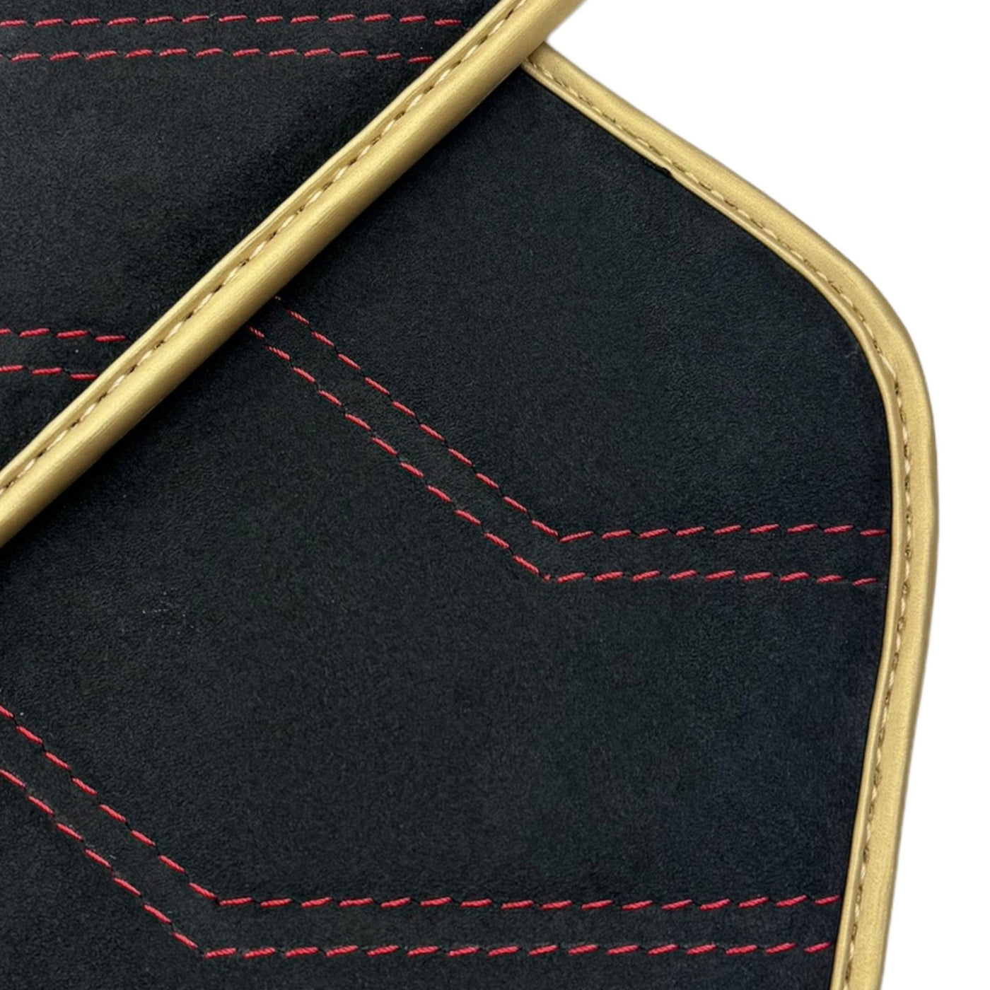 Black Alcantara Floor Mats for Ferrari F430 (2004-2009) - Red Sewing - AutoWin