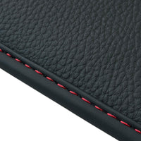 Black Sheepskin Floor Mats for Ferrari Roma (2021-2024) with Leather - AutoWin