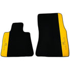 Black Floor Mats for Rolls Royce Cullinan with Yellow Leather - AutoWin