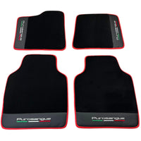 Black Floor Mats for Ferrari Purosangue with Leather and Red Trim | Italian Edition - AutoWin