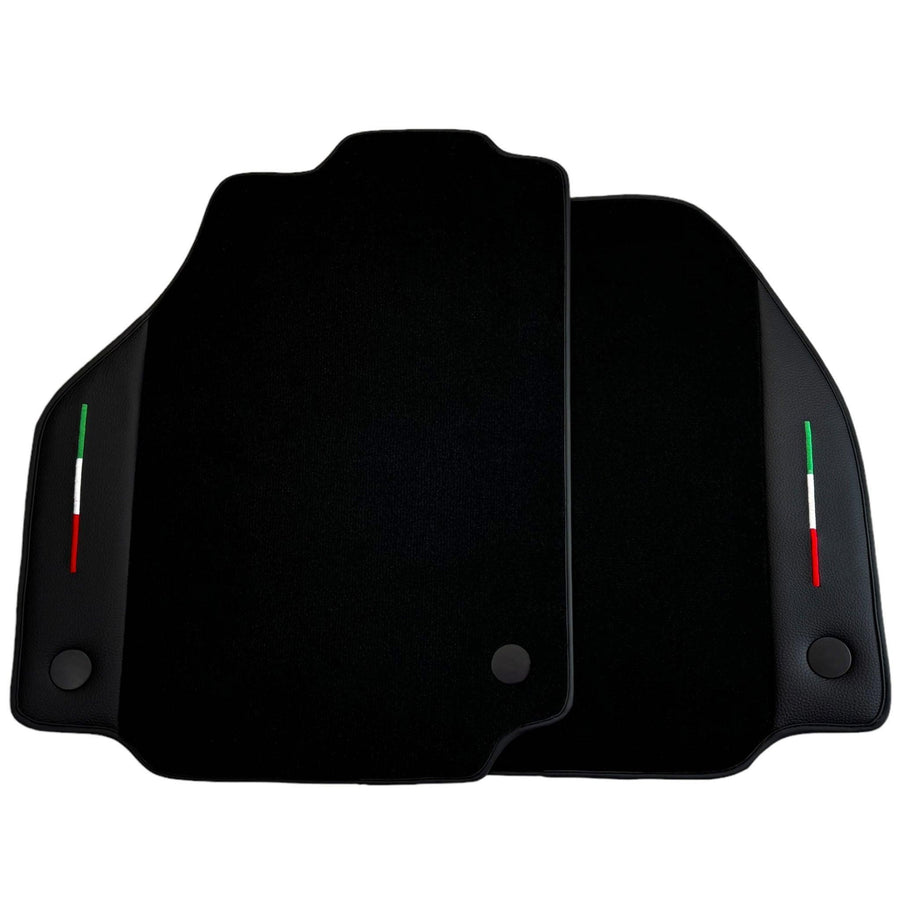 Black Floor Mats for Ferrari 488 Pista Spider 2019-2021 with Leather - AutoWin