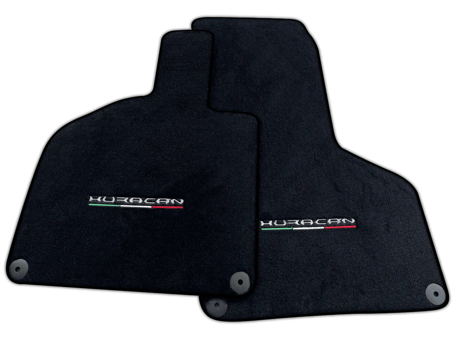 Floor Mats for Lamborghini Huracan With Italian Flag Green Stitch | Various Trim Colors