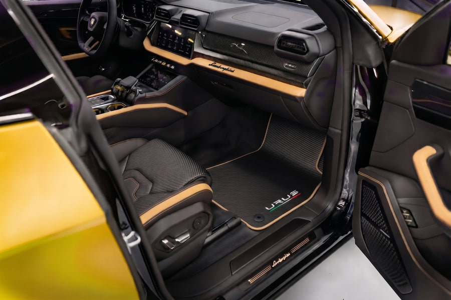 Floor Mats For Lamborghini Urus Made From Carbon Fiber Leather