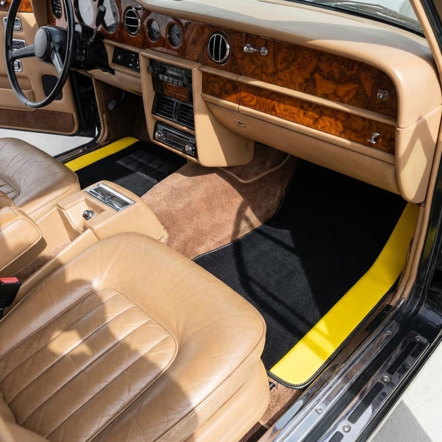 Maßgeschneiderte Fußmatten für Rolls Royce Wraith (2013–2023) mit gelbem Leder